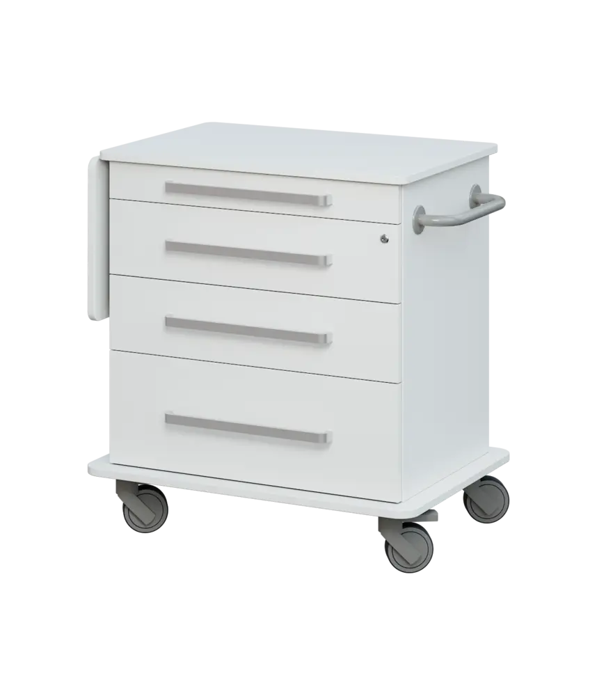 DEXTER 01 vozík asistenční, korpus a desky bílá / zásuvky bílá